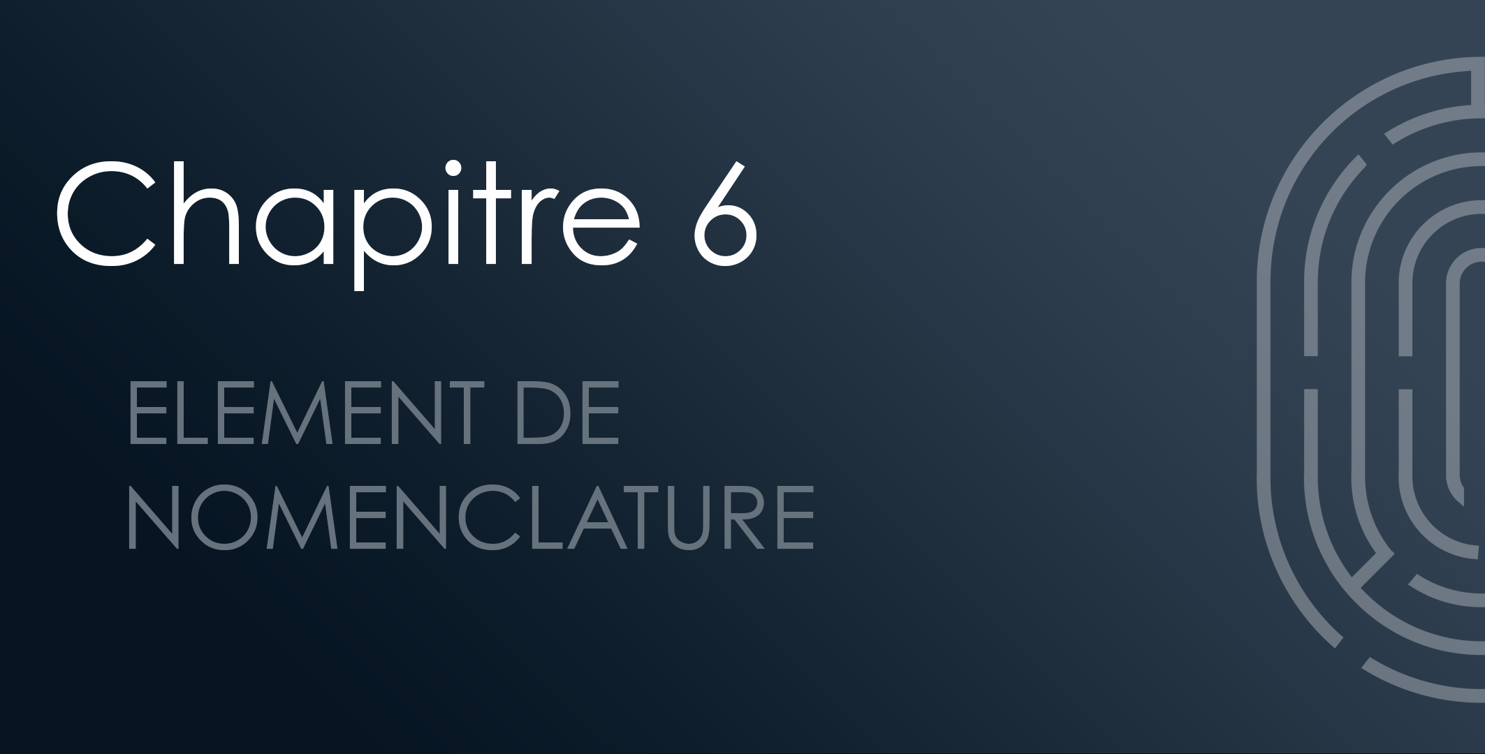 Chapitre 06 : Élément de nomenclature